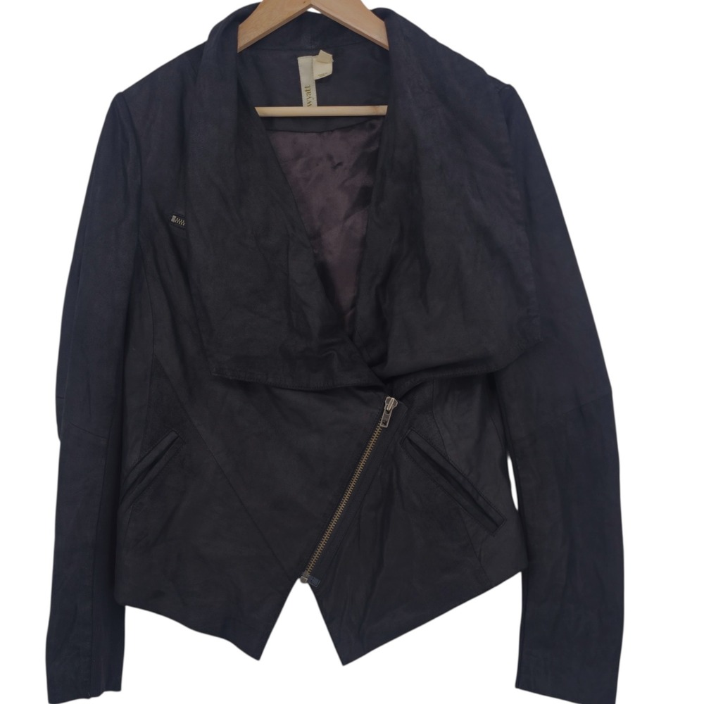 Wyatt Womens M Black Leather Moto Jacket‎